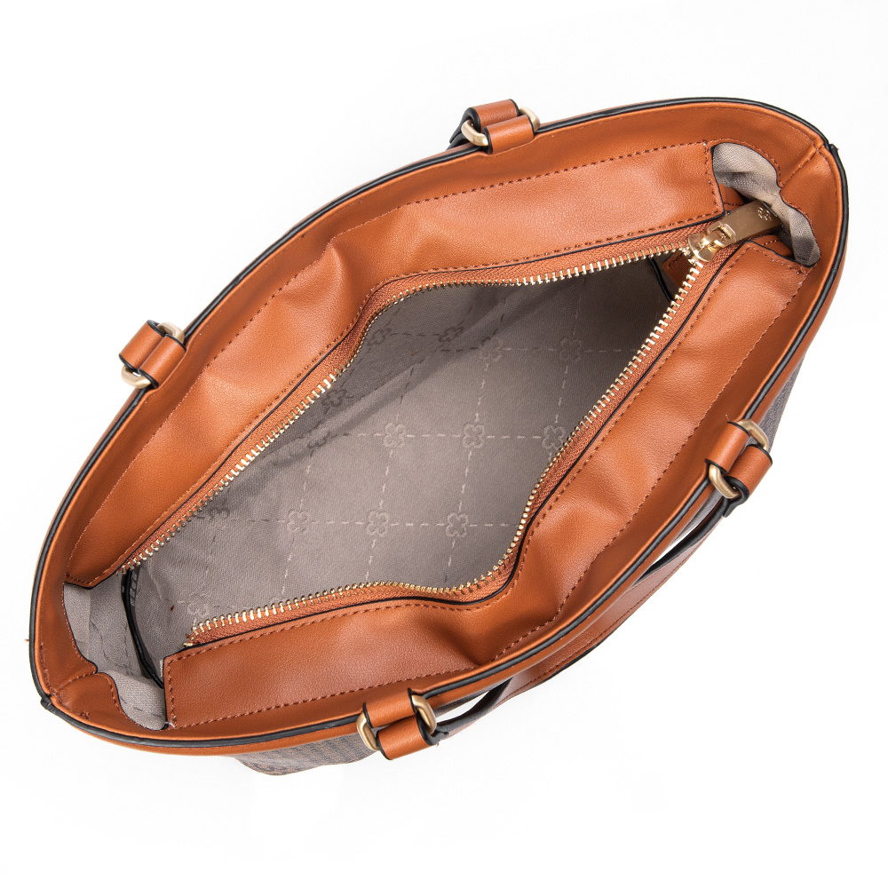 BOLSA M&Eacute;DIA BEGE MONOGRAMA SHOPPER image number 4