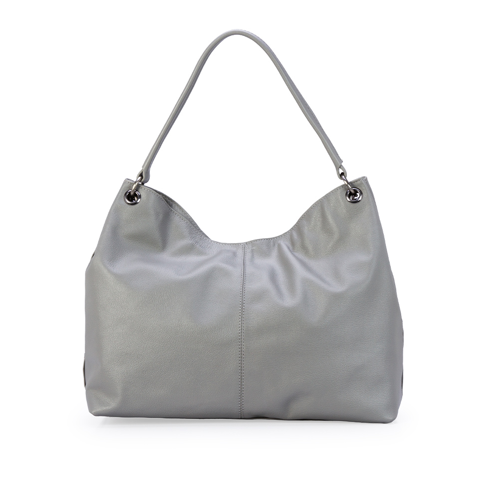 BOLSA GRANDE CINZA CARBONO COURO HOBO image number 2