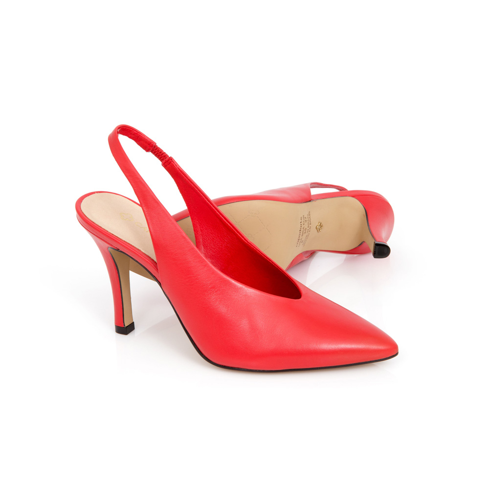 SCARPIN SLINGBACK SALTO ALTO DE COURO VERMELHO RUBI image number 3