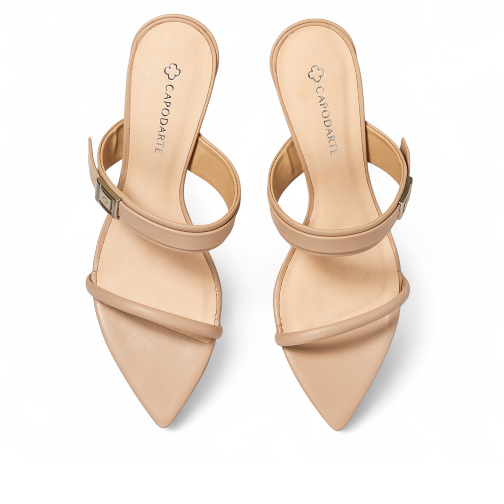 MULE SALTO ALTO NUDE SEDA DE COURO image number 4