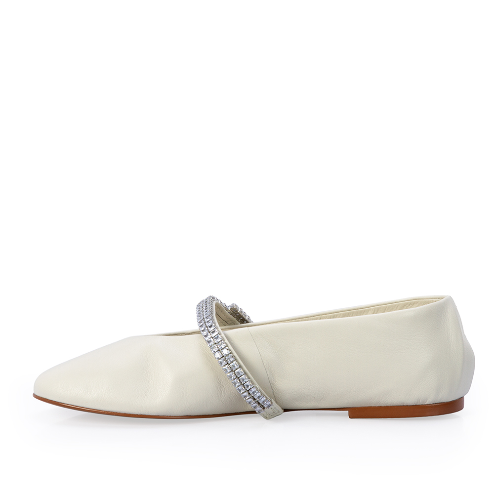 SAPATILHA BRANCA COURO TIRA CRISTAL image number 2