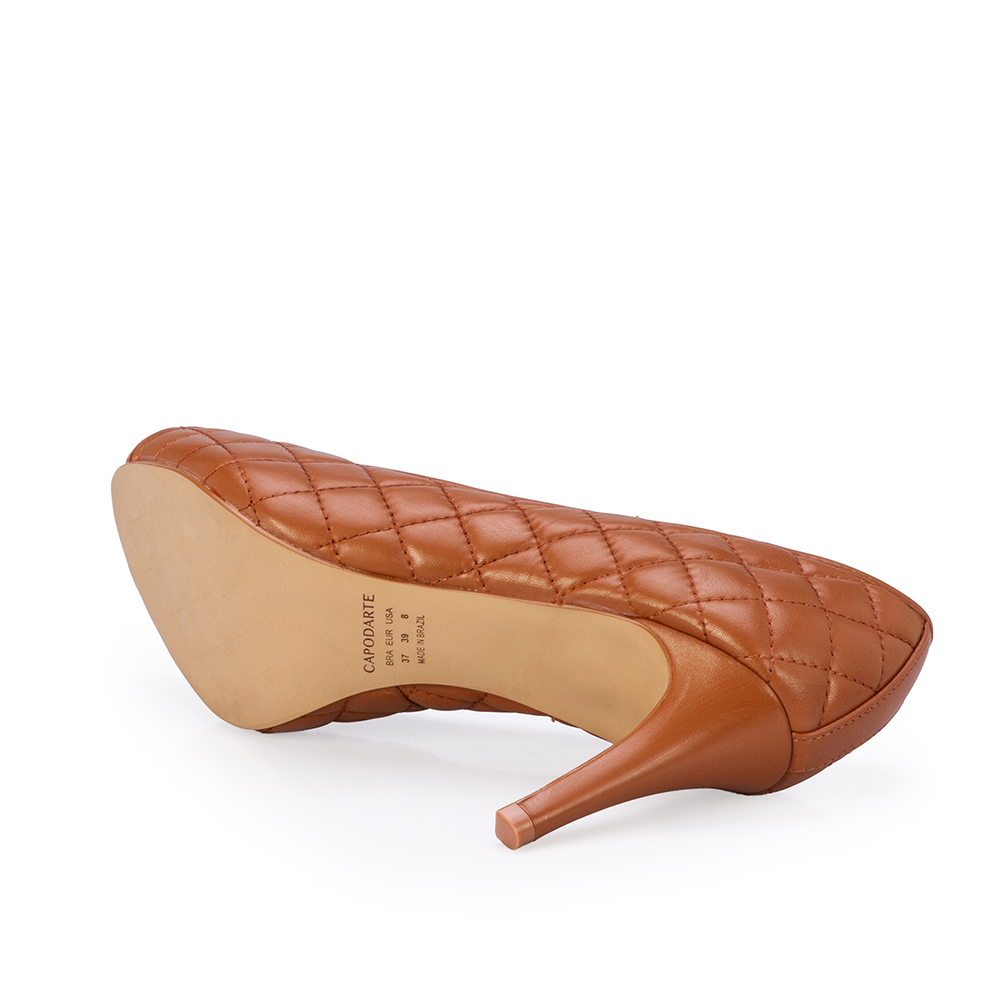 PEEP TOE CARAMELO COURO MATELASS&Ecirc; image number 3