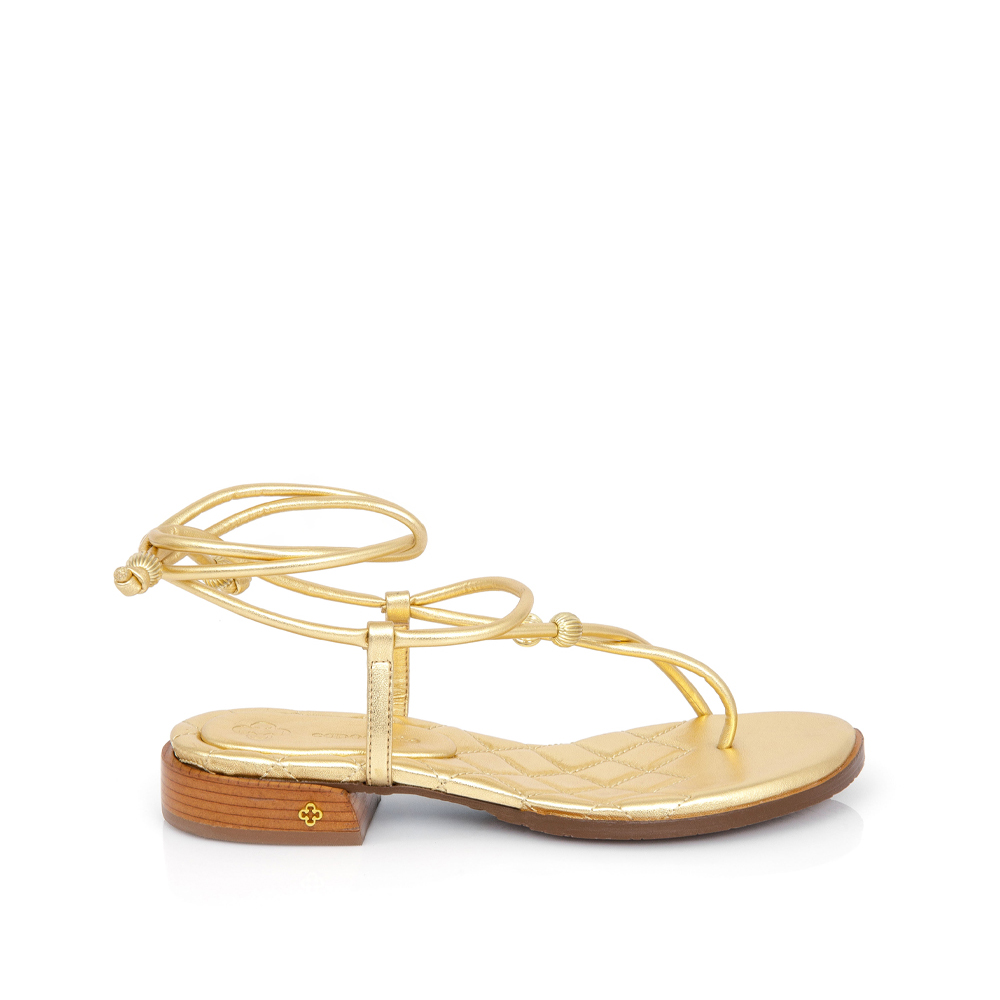 SAND&Aacute;LIA SALTO BAIXO DOURADA AMARRA&Ccedil;&Atilde;O MATELASS&Ecirc; image number 0