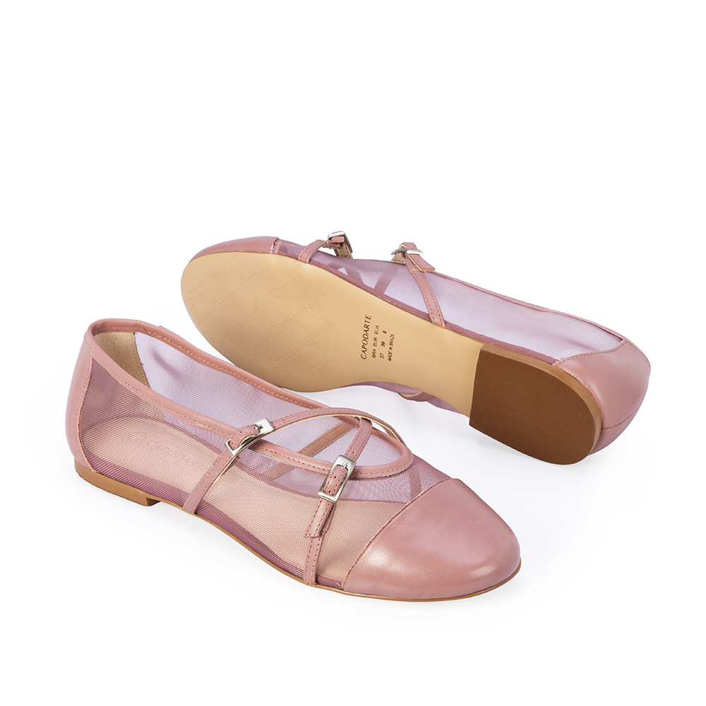 SAPATILHA ROSA MALVA DE COURO COM TELA image number 3