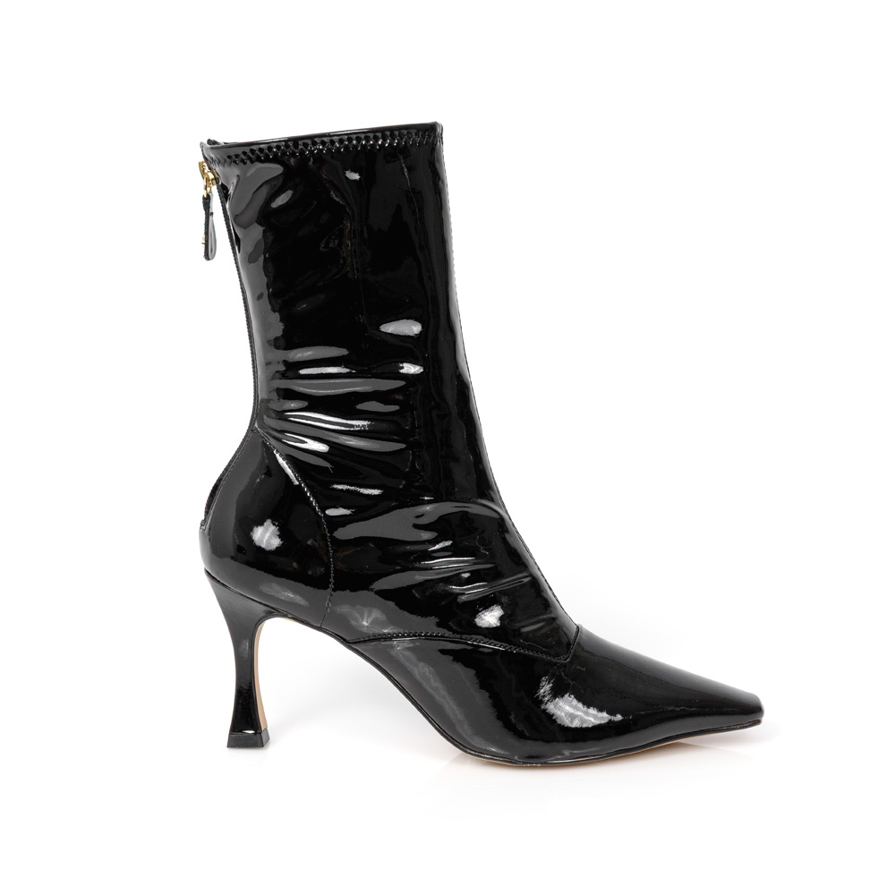 BOTA CANO M&Eacute;DIO PRETA STRETCH VERNIZ image number 0