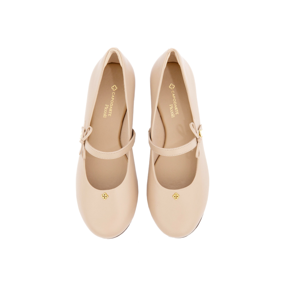 SAPATILHA INFANTIL NUDE SEDA DE COURO COM LA&Ccedil;O image number 4