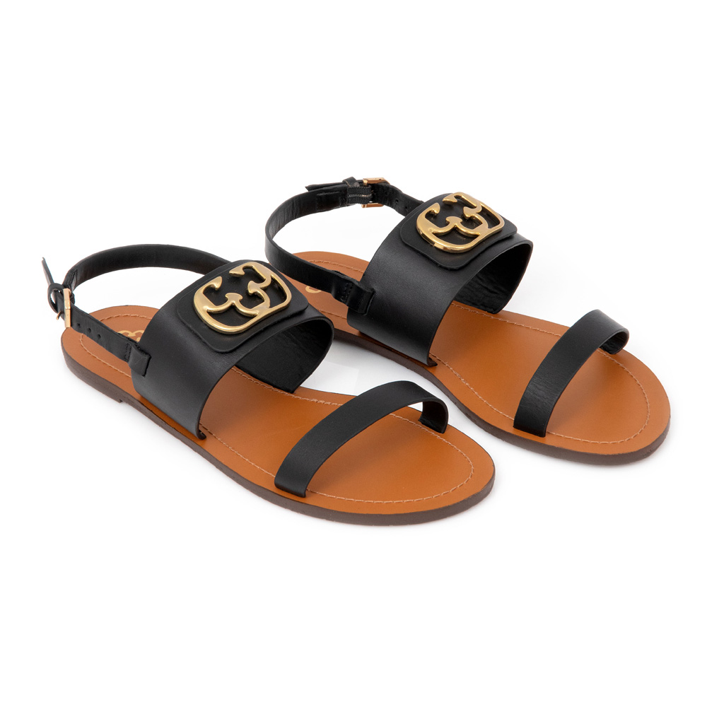 SAND&Aacute;LIA RASTEIRA PRETA COURO image number 1