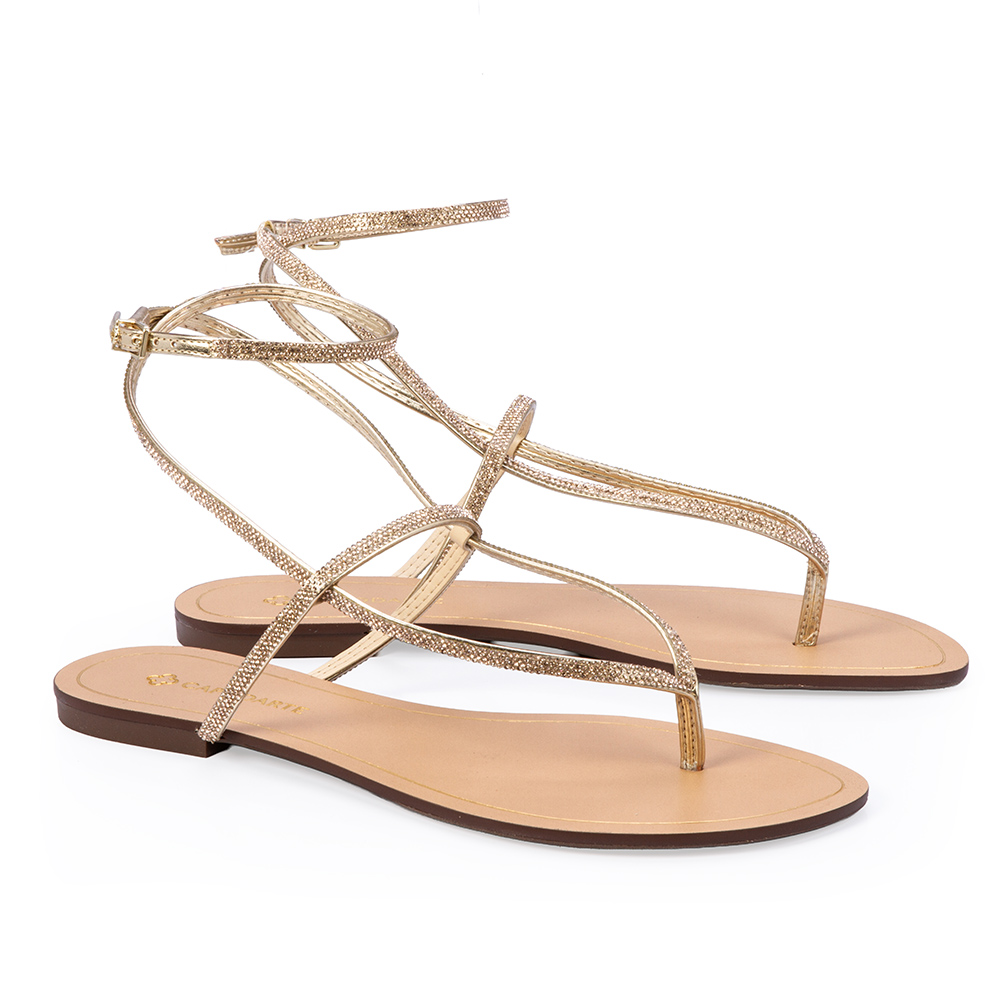 SAND&Aacute;LIA RASTEIRA DOURADA COM BRILHOS image number 1