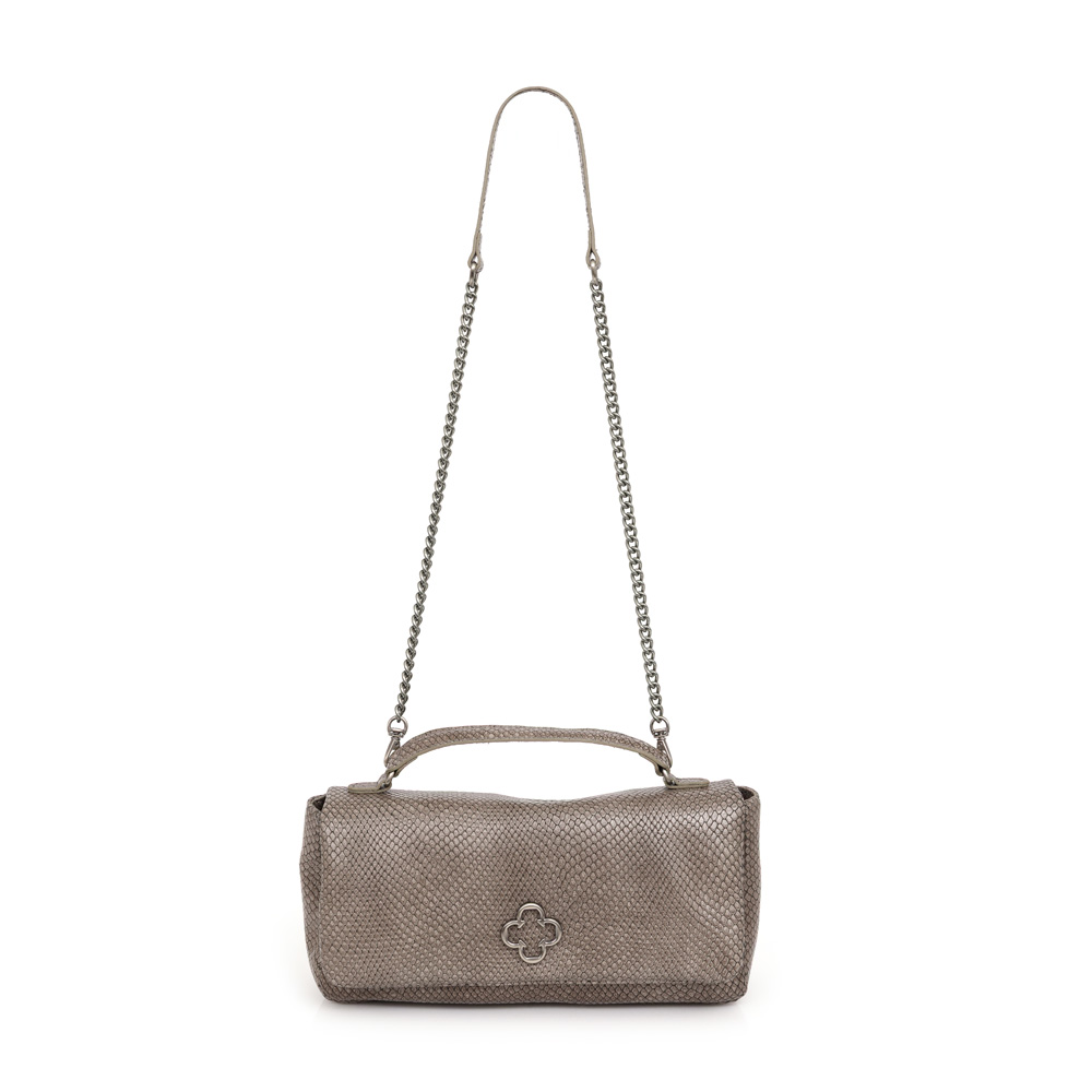 BOLSA SHOULDER BAG CINZA PETRA DE COURO ALÇA CORRENTE image number 3