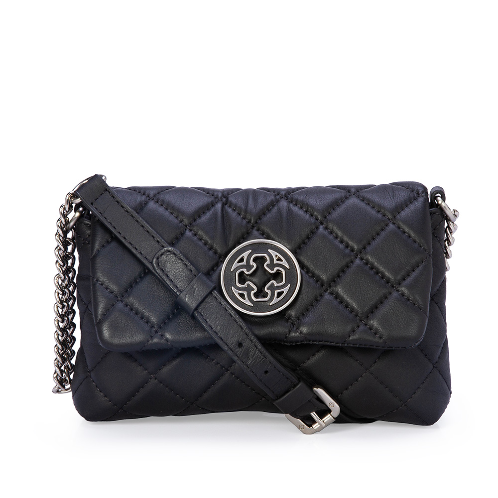 BOLSA PEQUENA PRETA DE COURO MATELASS&Ecirc; SHOULDER BAG image number 0