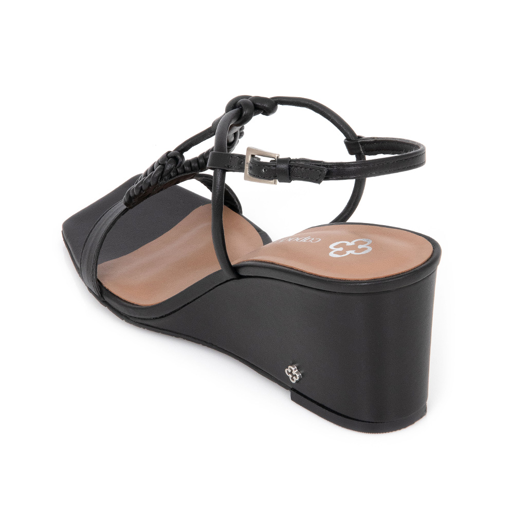 SANDÁLIA PRETA SALTO ANABELA DE COURO image number 2