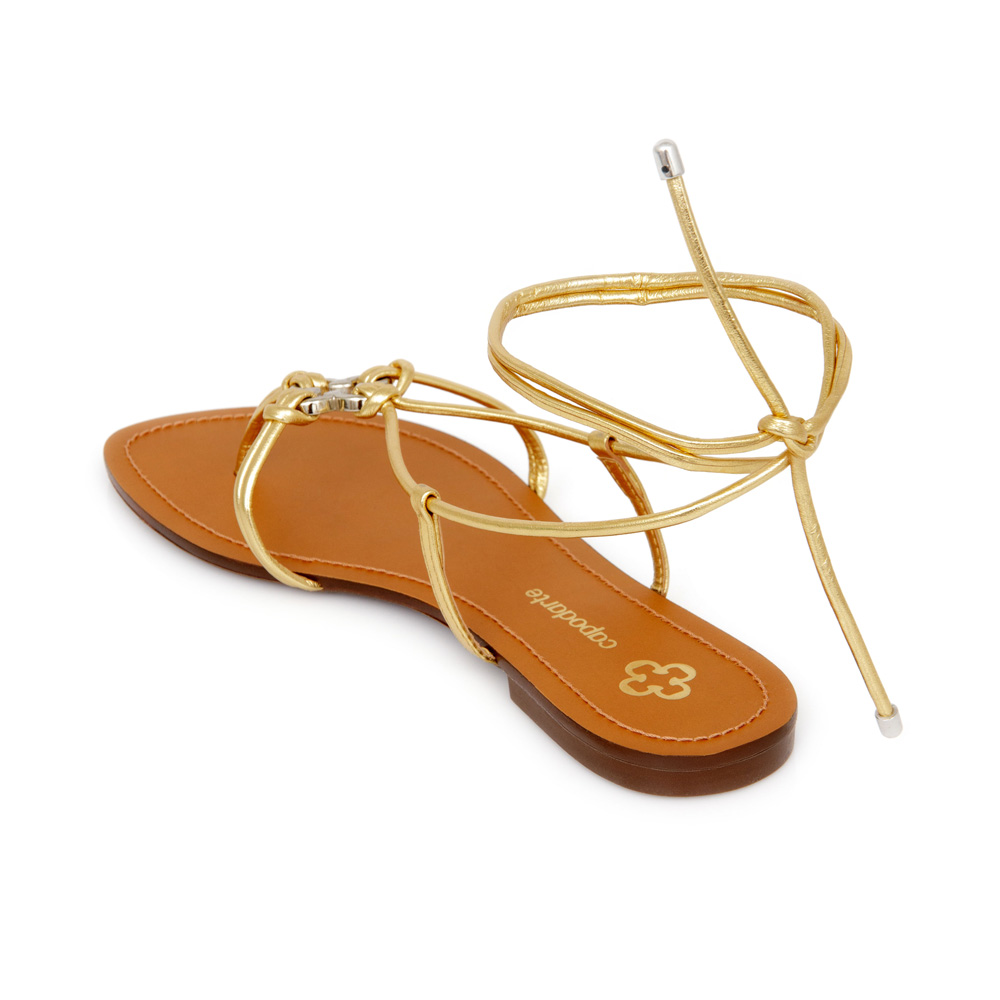 SAND&Aacute;LIA RASTEIRA DOURADA METALIZADA AMARRA&Ccedil;&Atilde;O image number 2