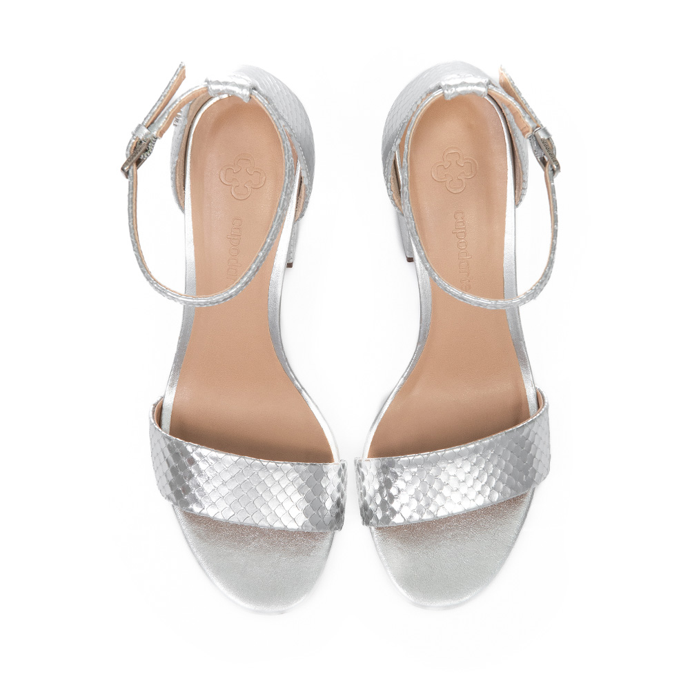 SAND&Aacute;LIA SALTO ALTO DE COURO PRATEADA PITONE image number 4