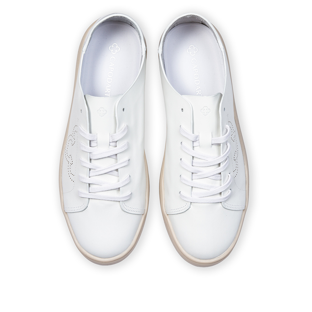 T&Ecirc;NIS CASUAL BRANCO E PRATA DE COURO AMARRA&Ccedil;&Atilde;O FEMININO image number 4