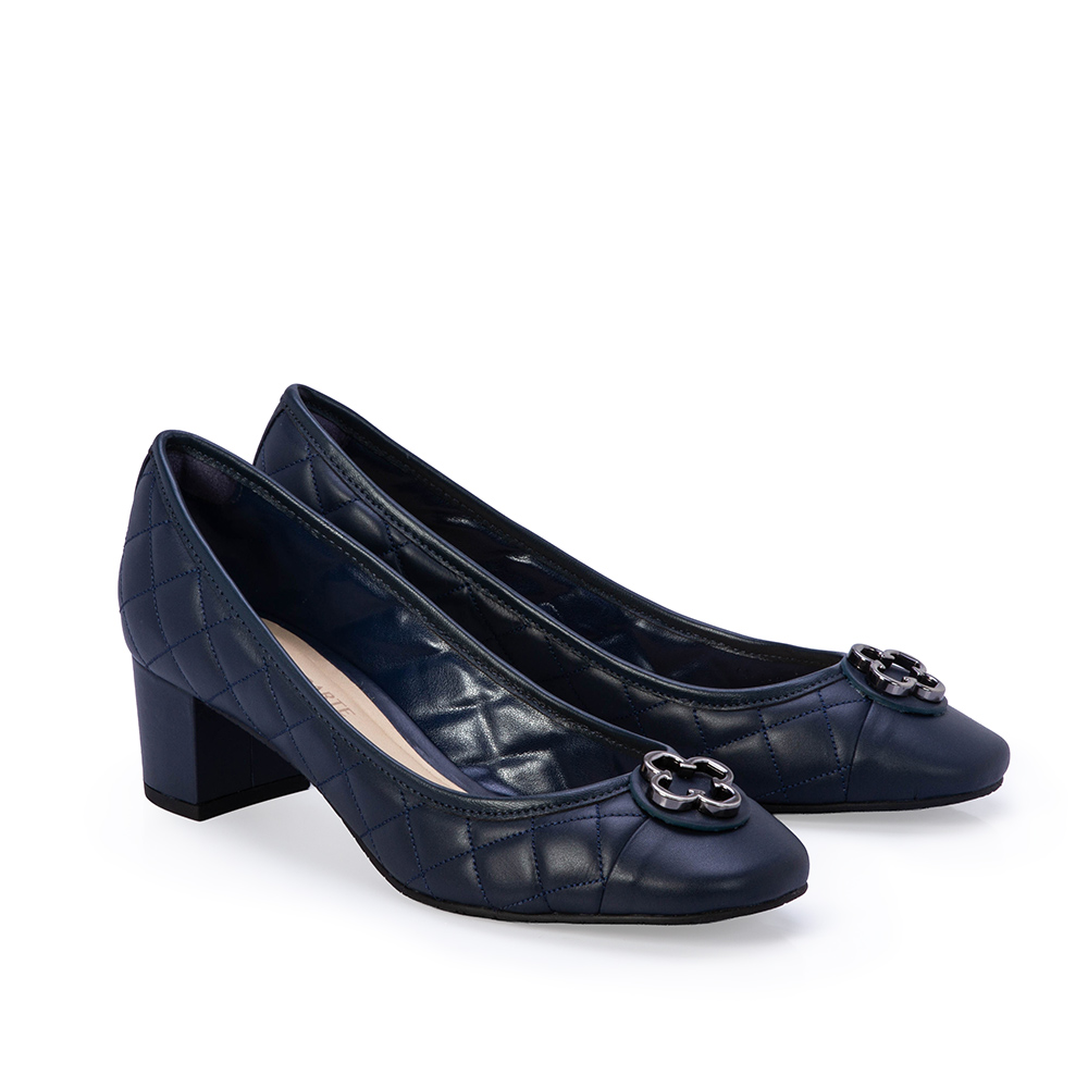 SCARPIN SALTO BAIXO MARINHO AZZURRO DE COURO MATELASS&Ecirc; image number 1