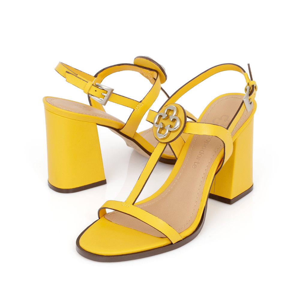 SAND&Aacute;LIA SALTO ALTO AMARELO DAMASCO DE COURO image number 3