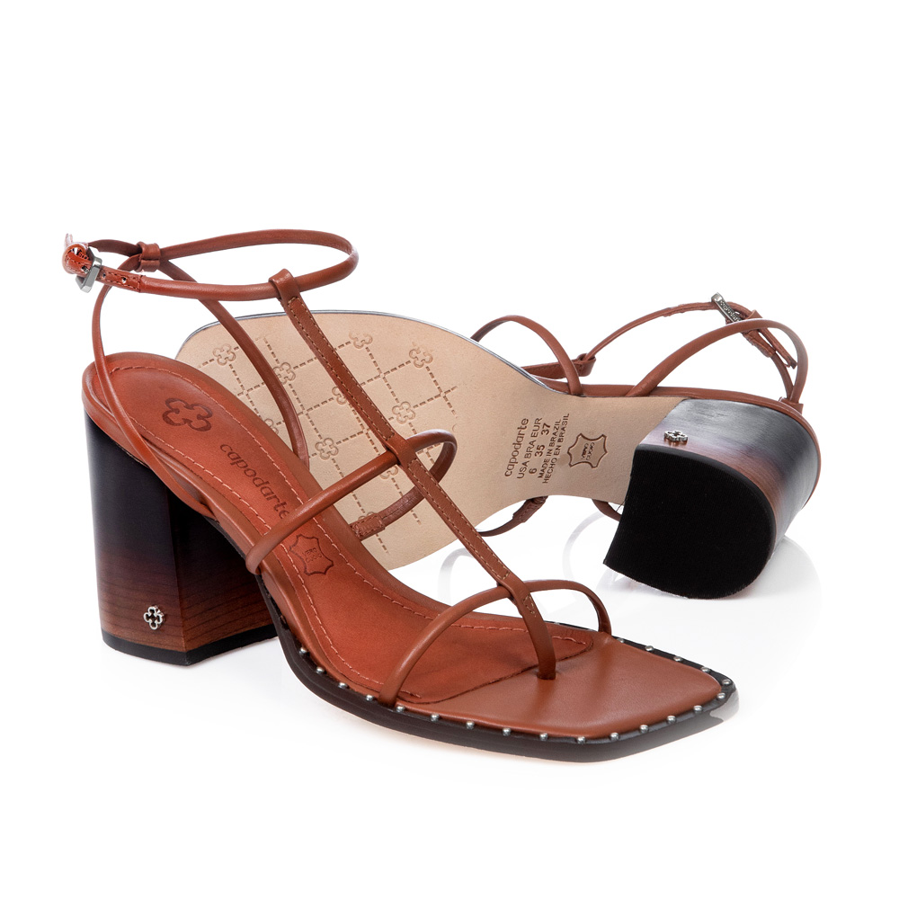 SAND&Aacute;LIA CARAMELO SALTO ALTO BLOCO DE COURO image number 3