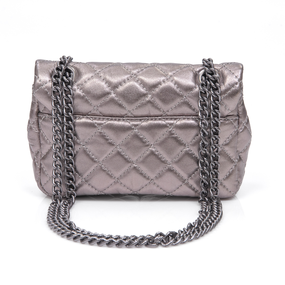 BOLSA PEQUENA COURO CINZA AL&Ccedil;A CORRENTE OLIVIA image number 4