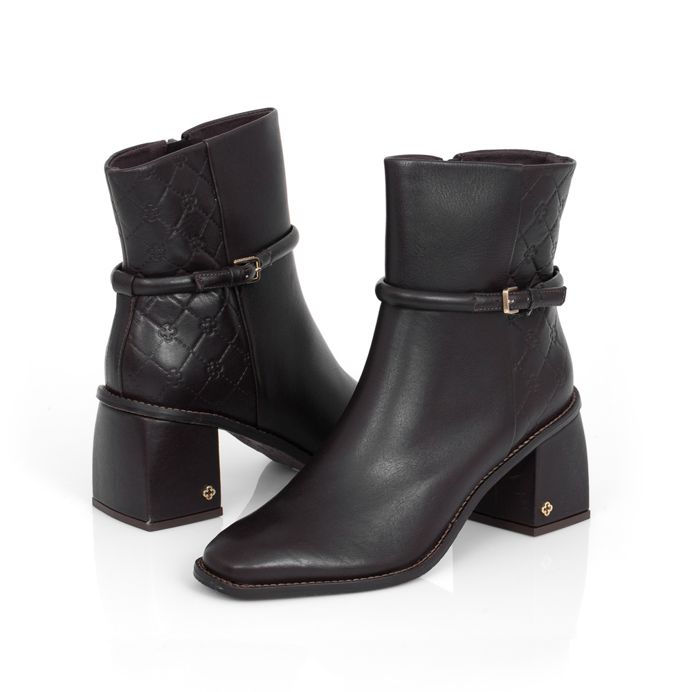 BOTA SALTO BLOCO DE COURO MARROM TOBACCO MONOGRAMA image number 4