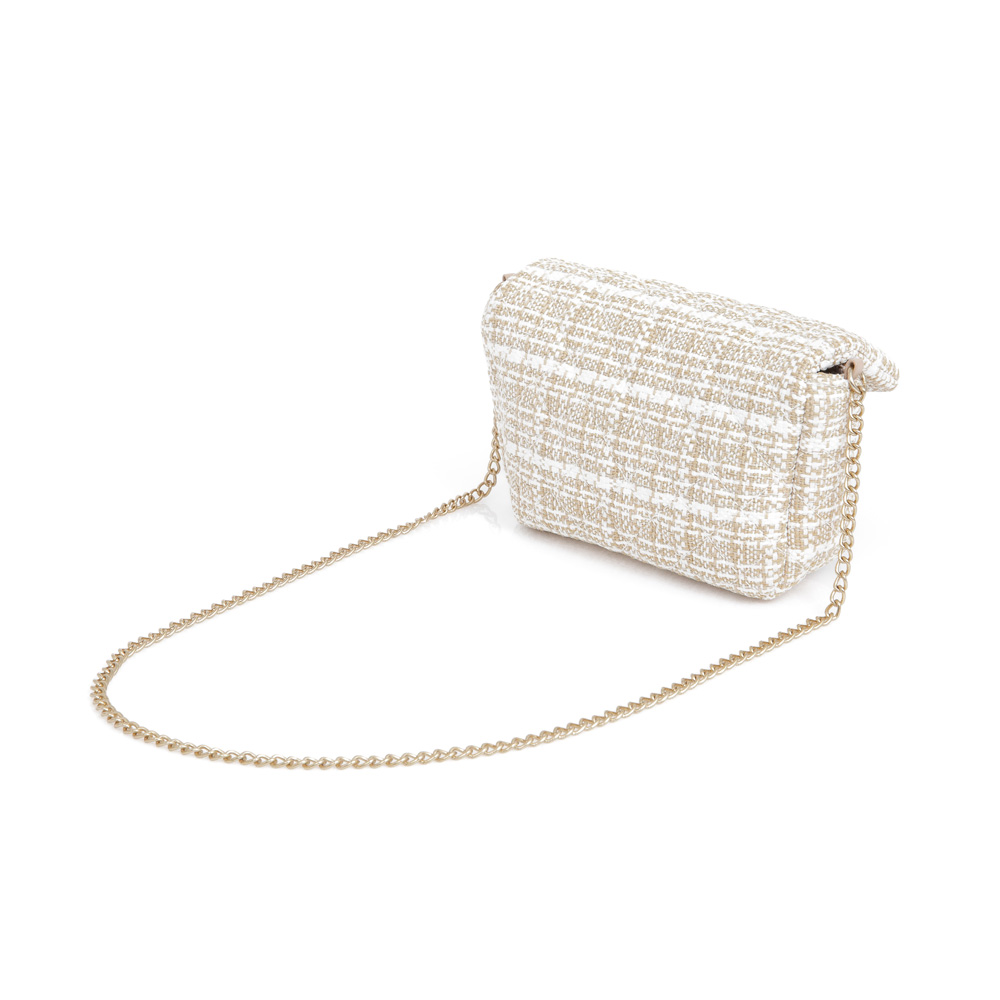 BOLSA PEQUENA NUDE SEDA TWEED MATELASSÊ ALÇA CORRENTE image number 1