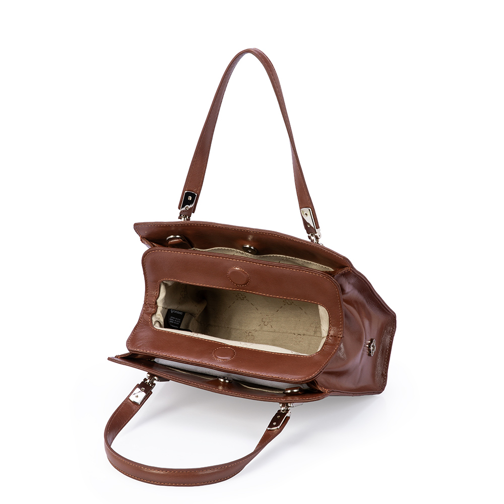 BOLSA TIRACOLO MARROM &Eacute;BANO DE COURO TOTE image number 4