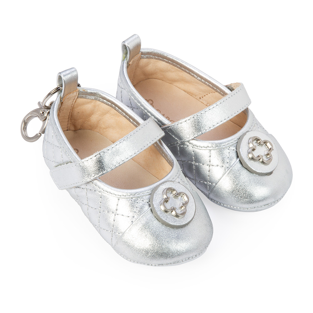 SAPATILHA BEBÊ RN DE COURO PRATA CATHERINE image number 1