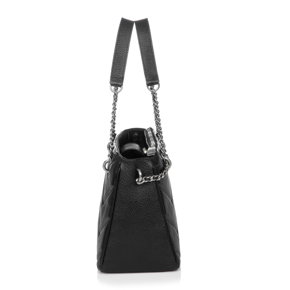 BOLSA PRETA MÉDIA DE COURO TOTE image number 1