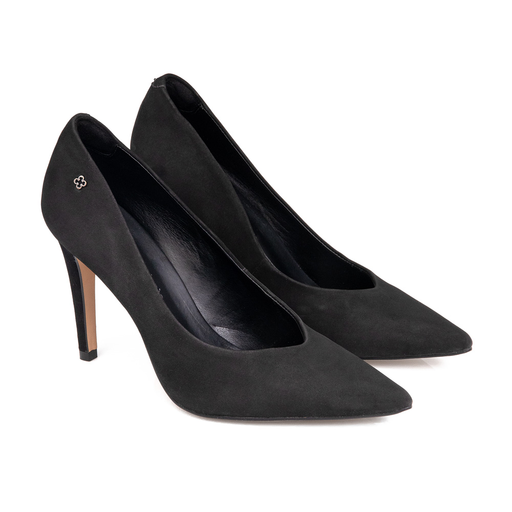 SCARPIN PRETO NOBUCK SALTO ALTO FINO image number 1