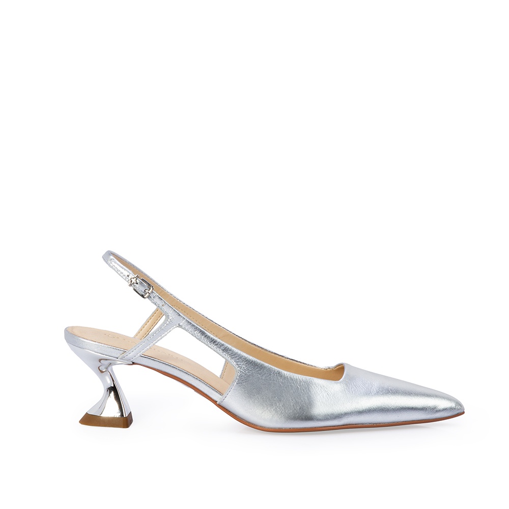 SCARPIN SLINGBACK PRATA DE COURO image number 0