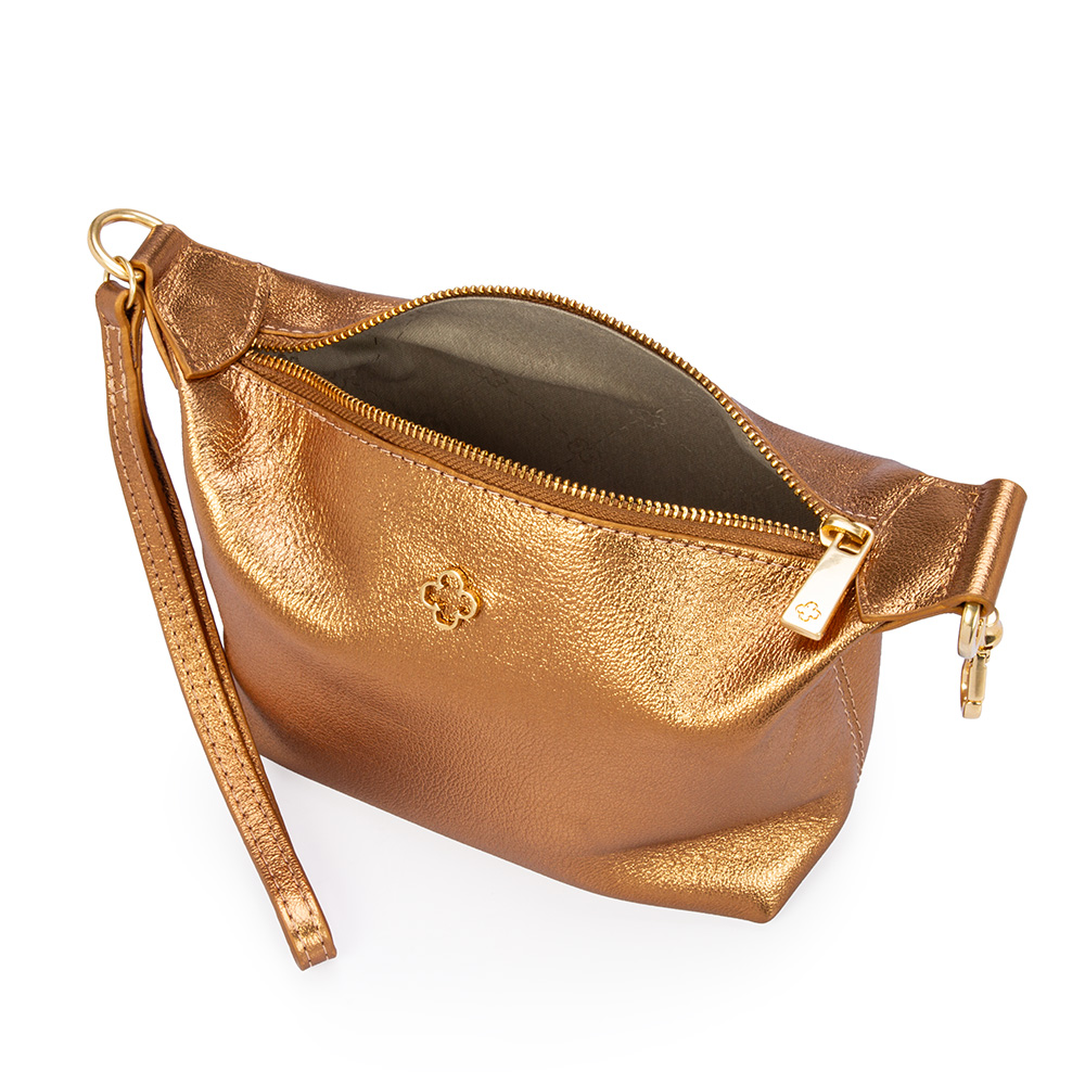 BOLSA CLUTCH BRONZE COURO image number 4