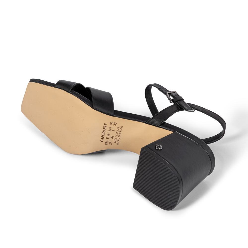 SANDÁLIA SALTO BLOCO PRETA DE COURO image number 4