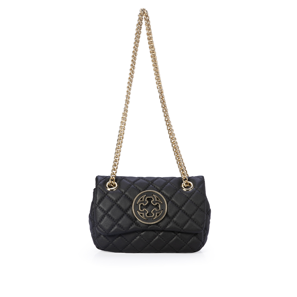 BOLSA  PRETA DE COURO MATELASS&Ecirc; DOURADA MINI OL&Iacute;VIA image number 3