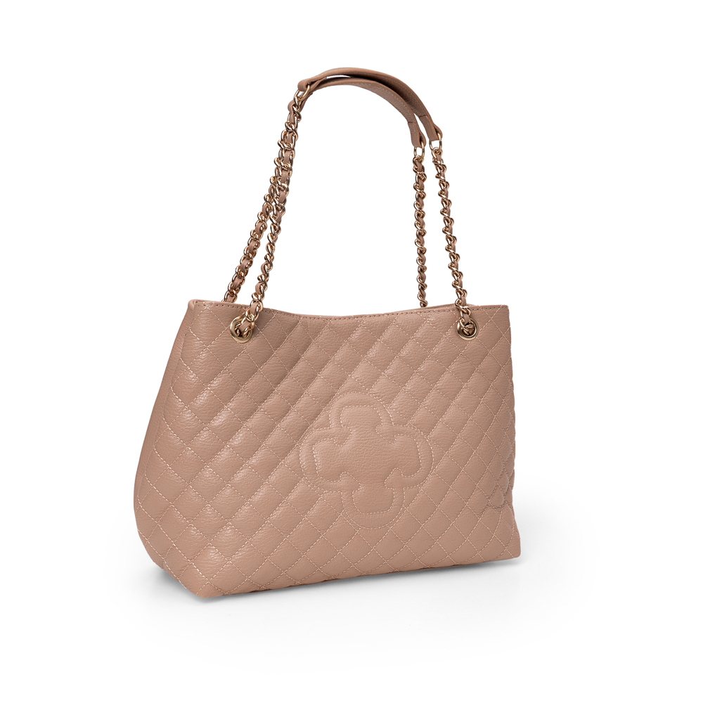 BOLSA M&Eacute;DIA NUDE SEDA DE COURO MATELASS&Ecirc; CARINA image number 3