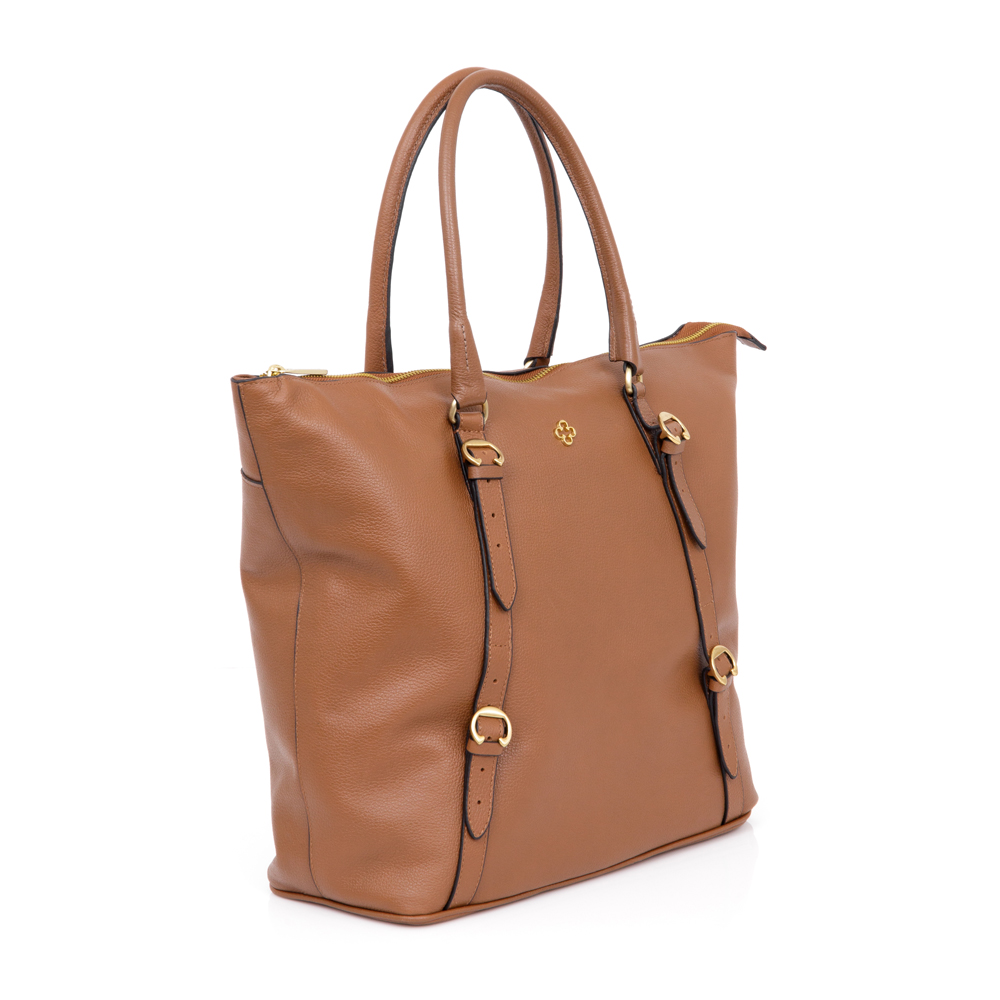 BOLSA SHOPPER GRANDE CARAMELO DE COURO image number 3