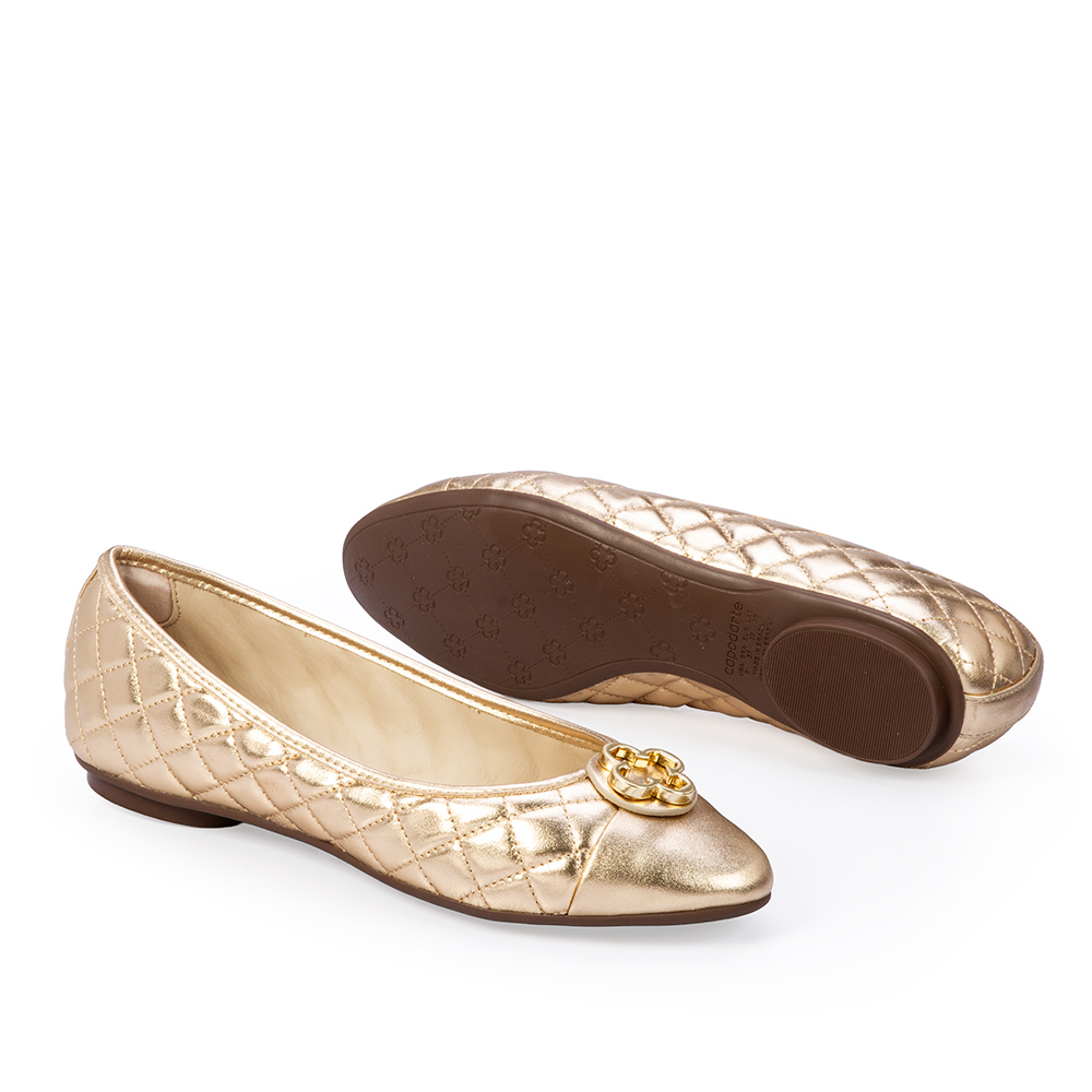 SAPATILHA CATHERINE MODERNIT&Aacute; DOURADA COURO MATELASS&Ecirc; image number 3