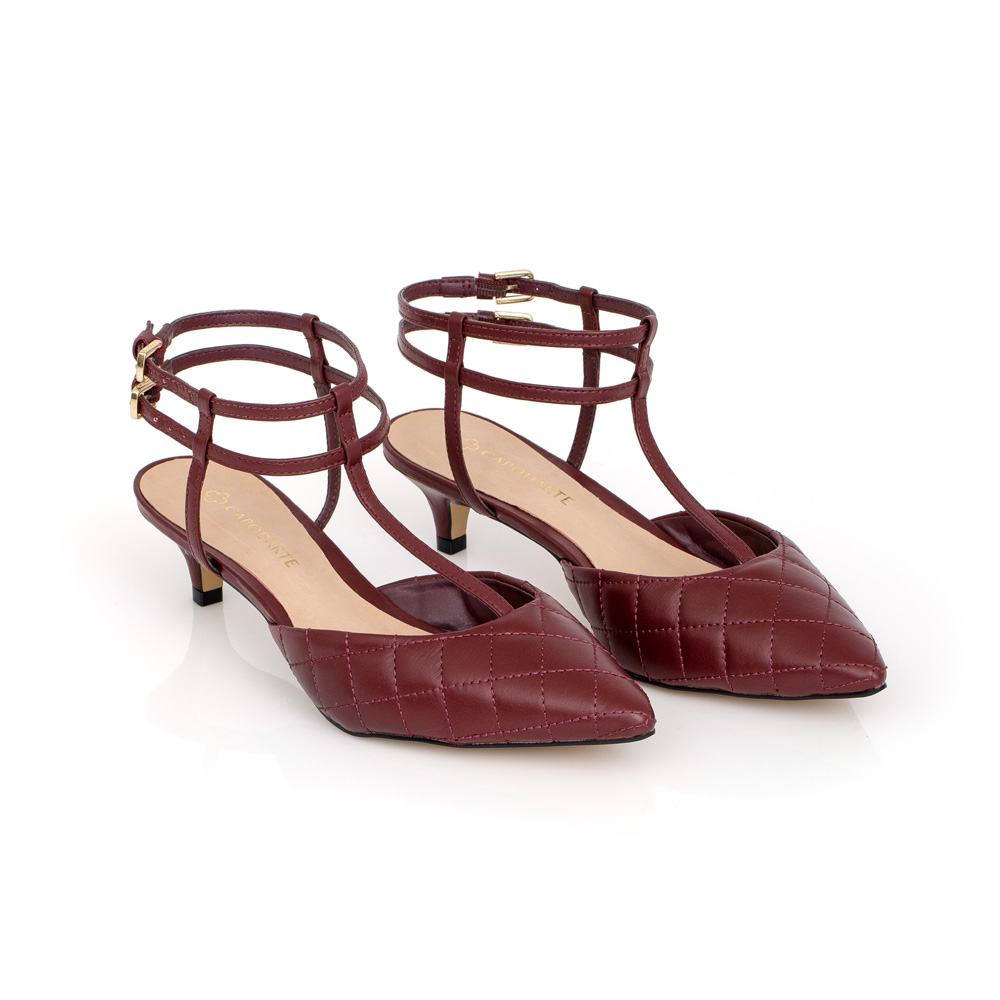 SCARPIN SLINGBACK DE COURO BORDÔ MATELASSÊ image number 1