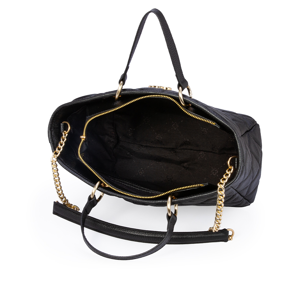 BOLSA TOTE PRETA DE COURO MATELASS&Ecirc; image number 4