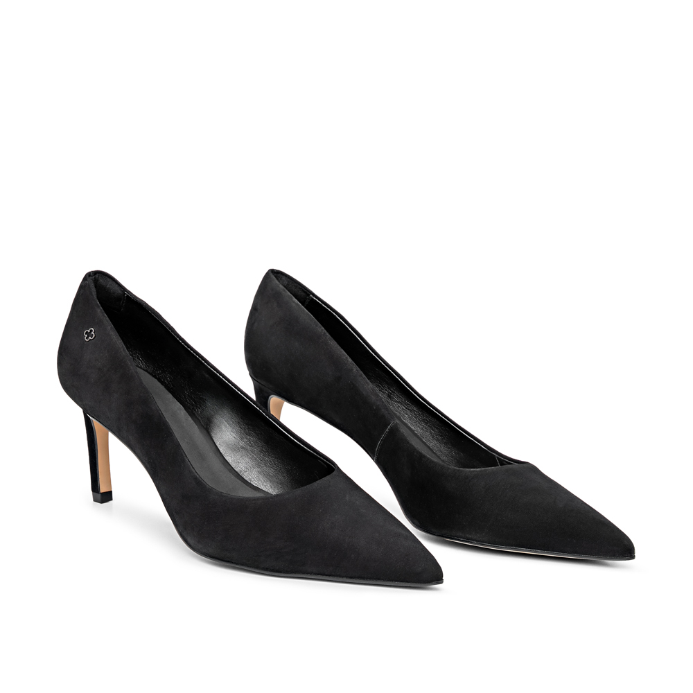 SCARPIN SALTO M&Eacute;DIO PRETO COURO NOBUCK image number 1