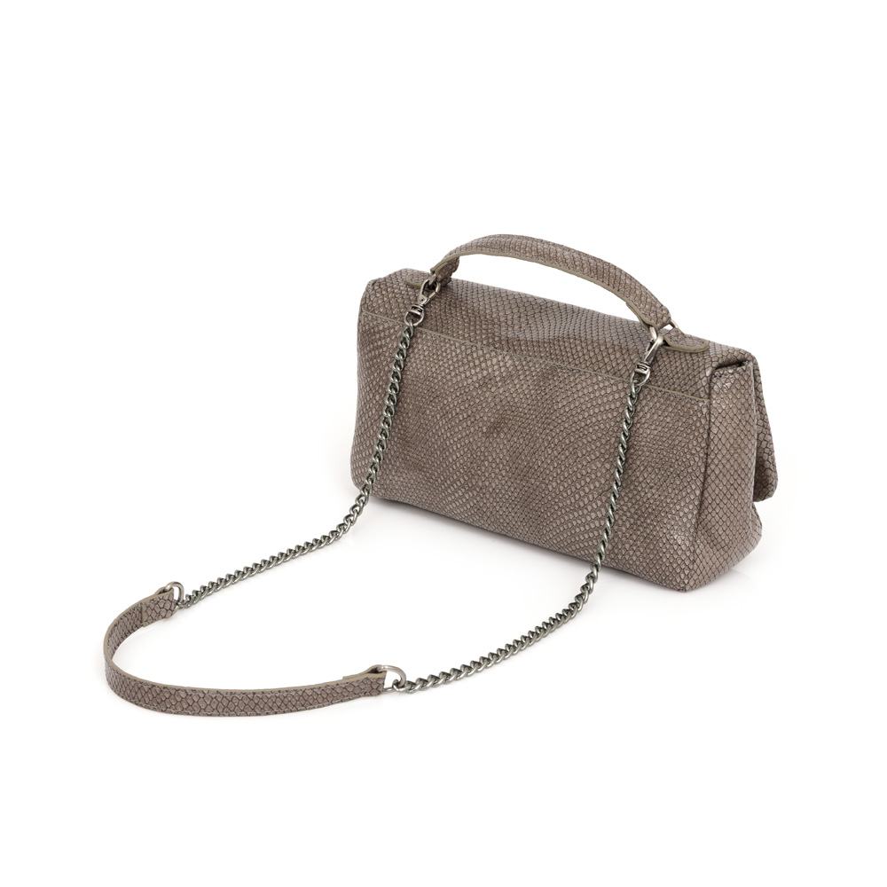 BOLSA SHOULDER BAG CINZA PETRA DE COURO ALÇA CORRENTE image number 2