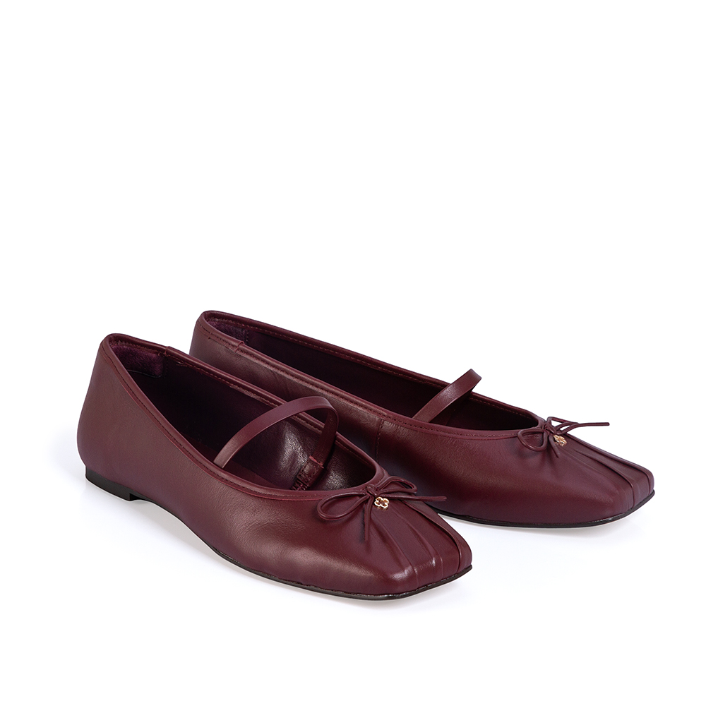 SAPATILHA BICO QUADRADO DE COURO BORGONHA image number 1
