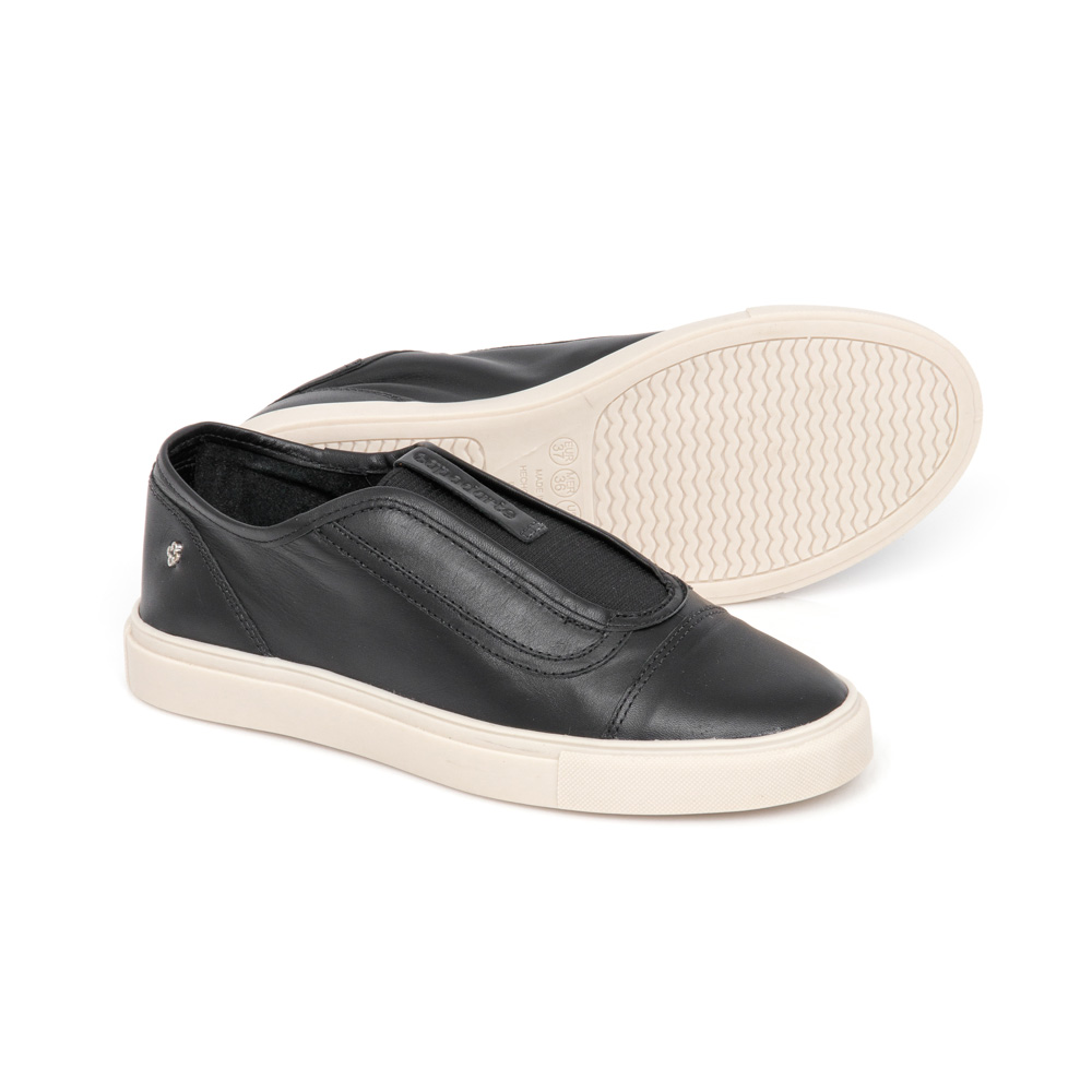 TÊNIS SLIP ON FEMININO PRETO DE COURO image number 3