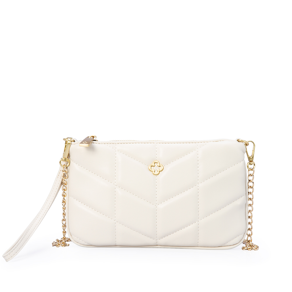 BOLSA PEQUENA AL&Ccedil;A CORRENTE BEGE VANILLA MATELASS&Ecirc; image number 0