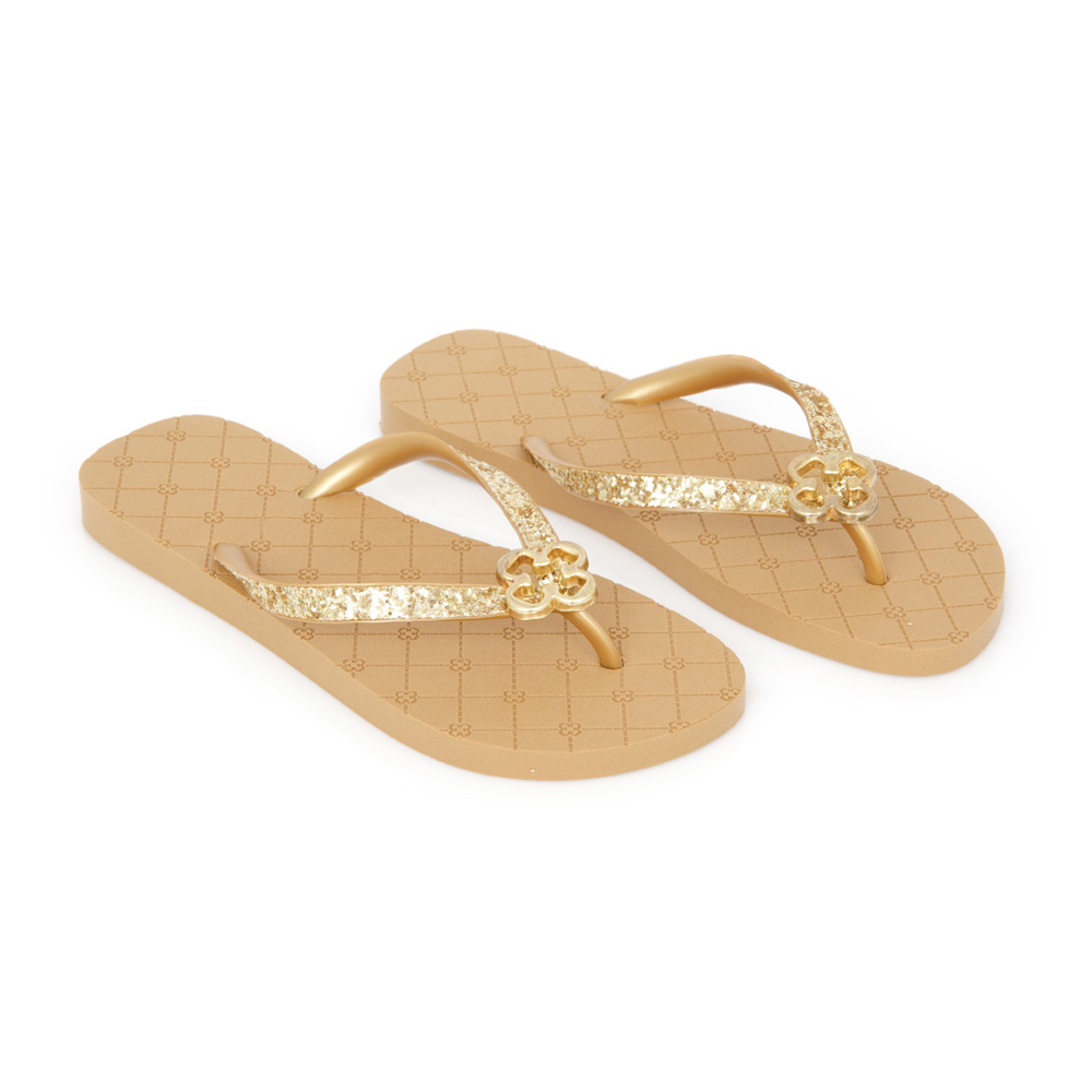 CHINELO DOURADO MONOGRAMA COM TIRAS GLITTER image number 1