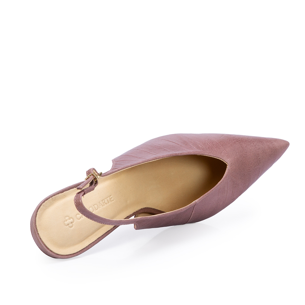 SCARPIN SLINGBACK ROSE SALTO BAIXO COURO image number 4