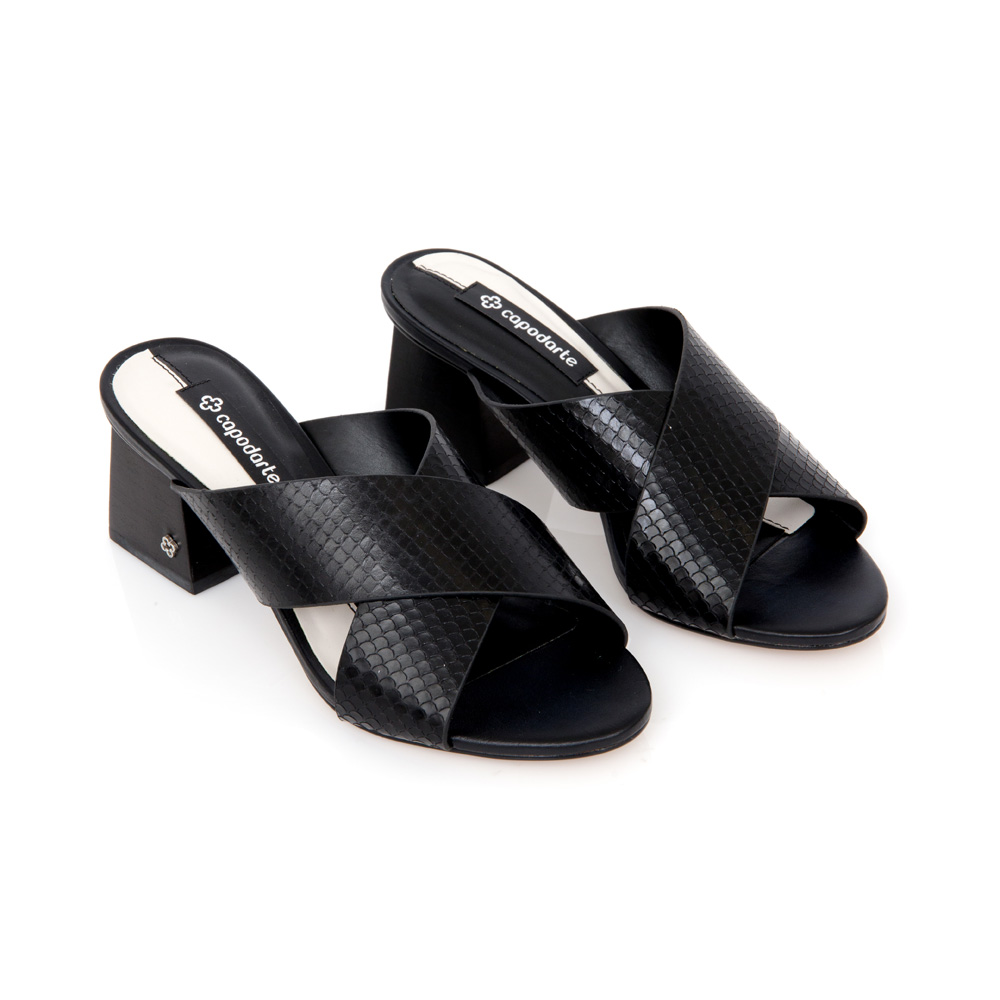MULE SALTO BLOCO PRETA COURO PITONE image number 1
