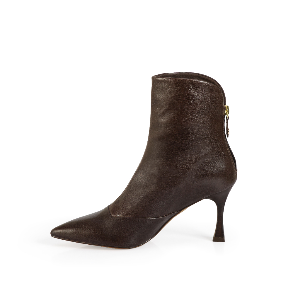BOTA SALTO ALTO MARROM TOBACCO DE COURO image number 2