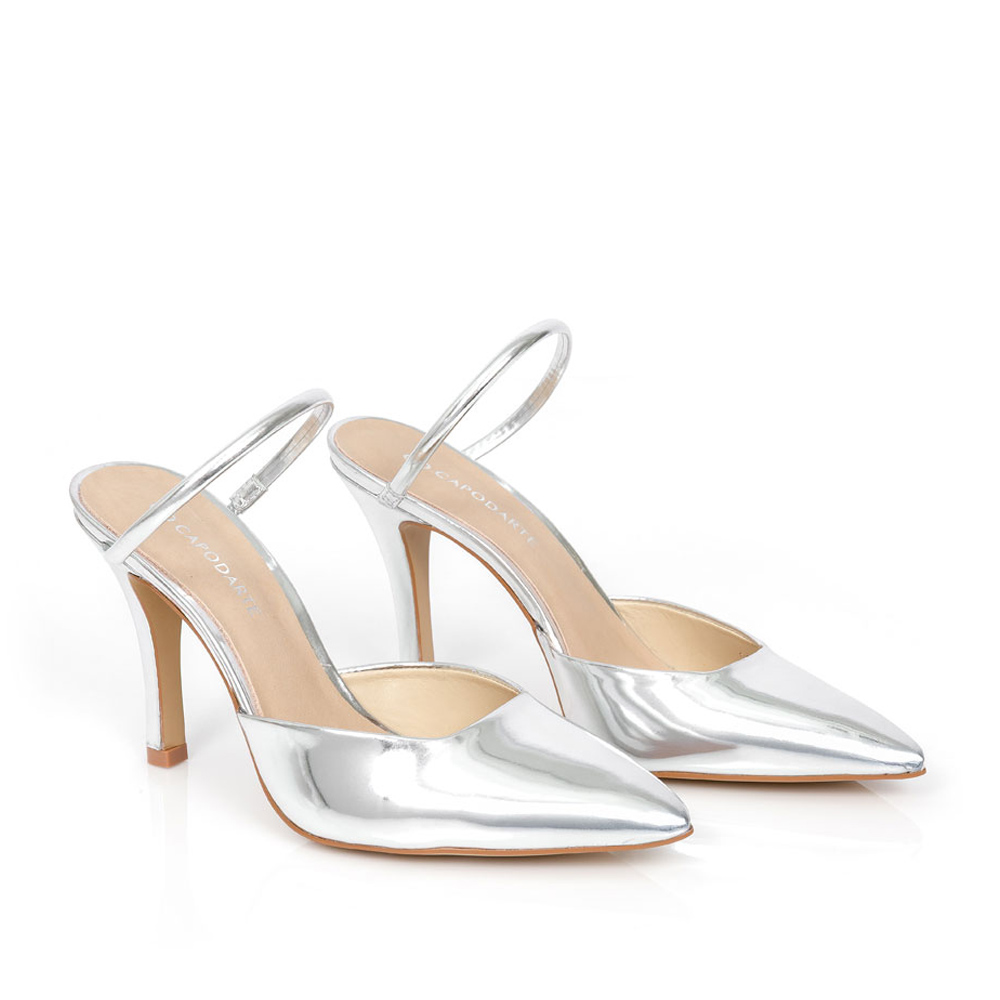 MULE SALTO ALTO PRATA SPECCHIO DE COURO image number 1