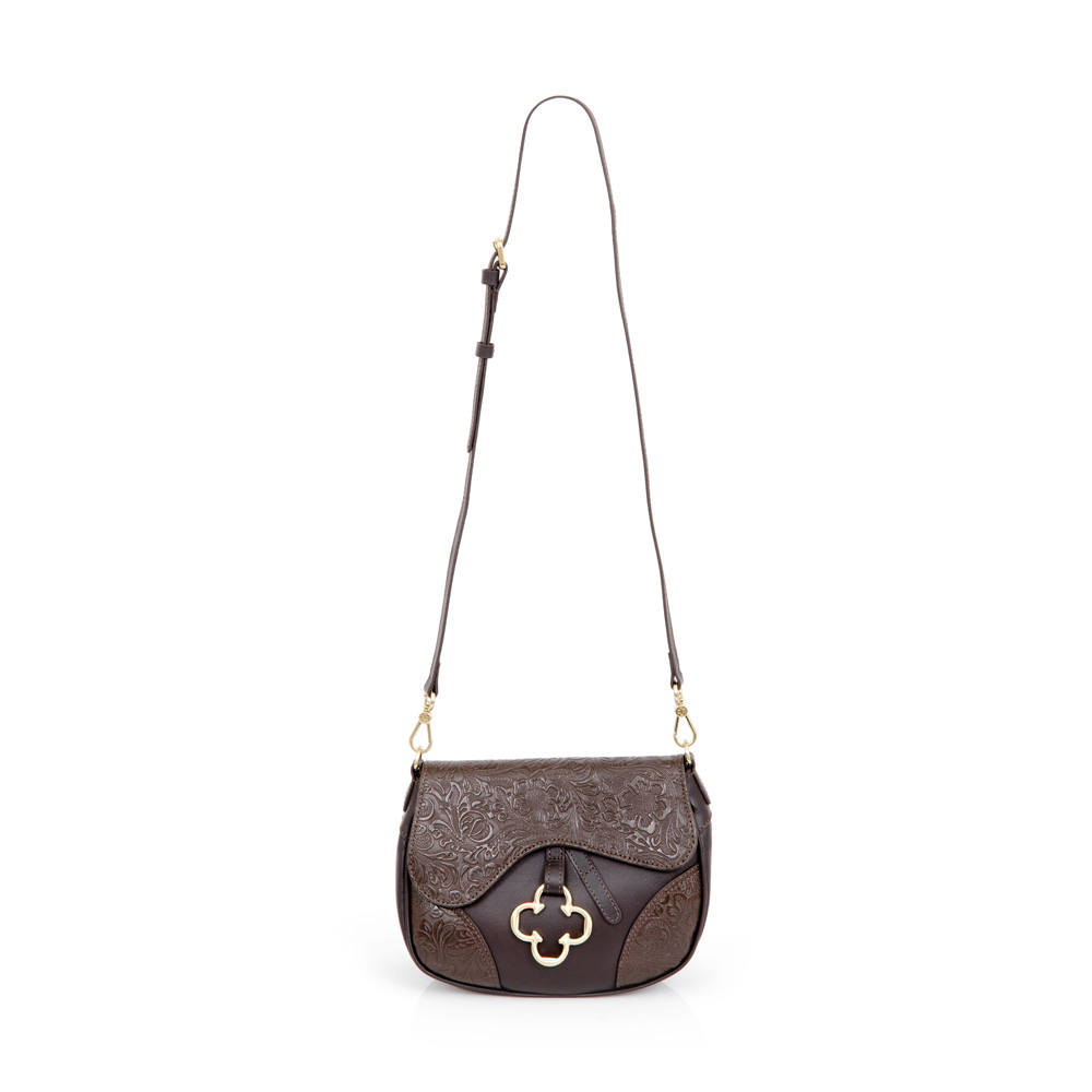 BOLSA PEQUENA COURO MARROM FLORATTA image number 3