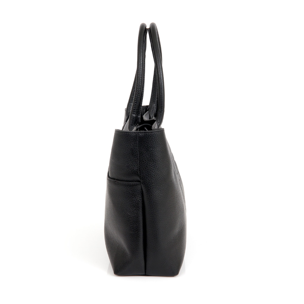 BOLSA SHOPPER PRETA DE COURO image number 1