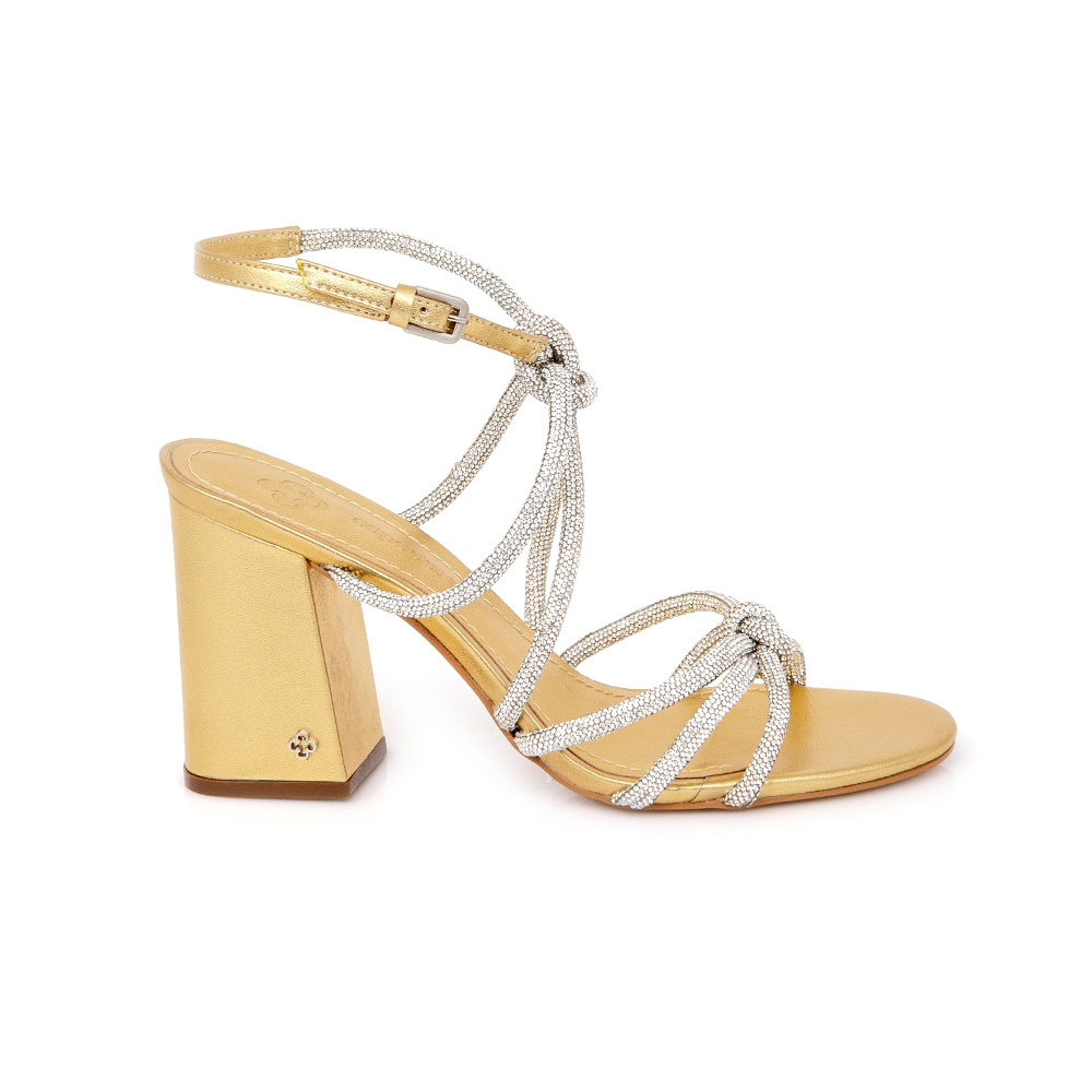 SAND&Aacute;LIA SALTO BLOCO DOURADA METALIZADA CRISTAL image number 0